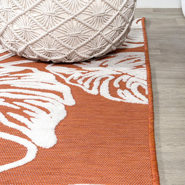 Tobago High-low Two-tone Monstera Leaf Indoor/Outdoor Area Rug